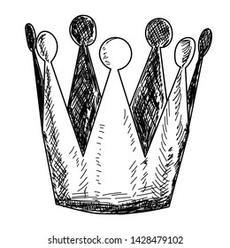 white background, crown, sketch with lines