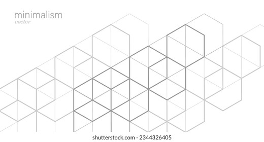 White background from cubes and lines.Linear geometric drawing.Abstraction,Vector illustration.