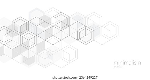 White background from cubes and lines.Linear geometric drawing.Abstraction,Vector illustration.