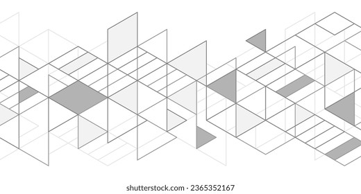 Fondo blanco a partir de cubos y líneas.Dibujo geométrico lineal.Abstracción,Ilustración vectorial.
