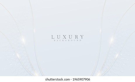 White background with curve golden lines. Luxury 3d realistic concept. Vector illustration for design.