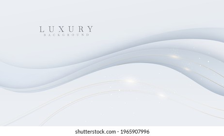 White background with curve golden lines. Luxury 3d realistic concept. Vector illustration for design.