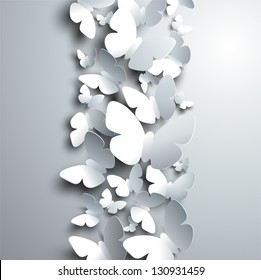 white background with cutout butterflies