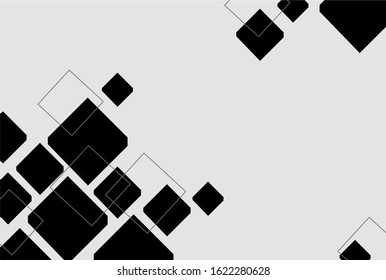 White background with dark 3D squares. Square frames. Abstract background.