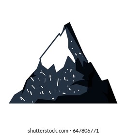 white background with dark blue hand drawn silhouette of mountain snowy vector illustration