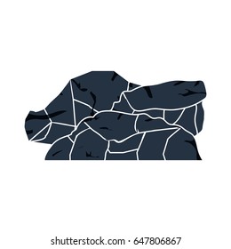 white background with dark blue hand drawn silhouette of rock mountain vector illustration