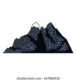 white background with dark blue hand drawn silhouette of mountain with snow on top vector illustration