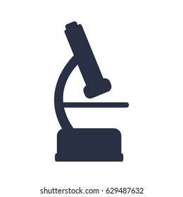 white background with dark blue icon of microscope tool vector illustration