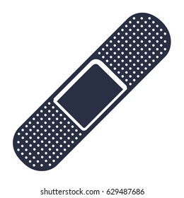 white background with dark blue icon of adhesive band health element vector illustration