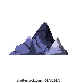 white background with dark blue silhouette of hill with peak snowy vector illustration