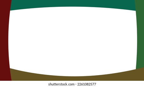 white background with dark colorfull border red green brown dark green arch border aesthetic art