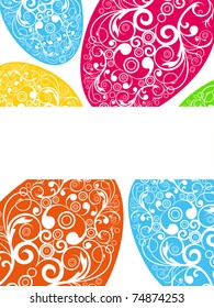 white background with decorated colorful egg pattern, vector wallpaper