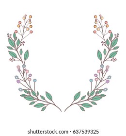 white background with decorative branches forming half crown vector illustration