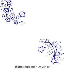 a white background with deep blue stars patterns