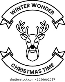 A white background with a deer head and the words Winter Wonder Christmas Time