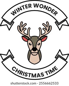 A white background with a deer head and the words Winter Wonder Christmas Time