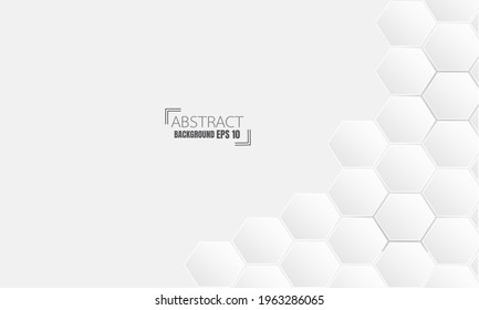 White background design Honeycomb hexagon light and shadow on background
