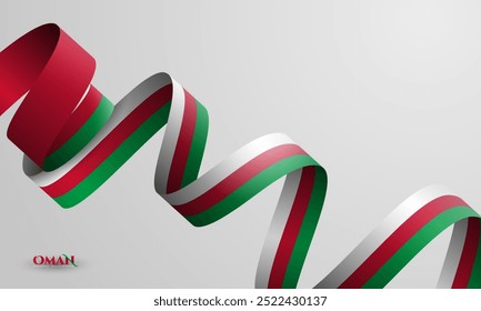 White background design with waving oman long flags design. Oman independence day campaign. Oman national background