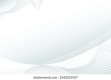 White background design with wavy lines in grey colour. Vector white horizontal template for business banner, formal invitation backdrop, luxury voucher, prestigious gift certificate