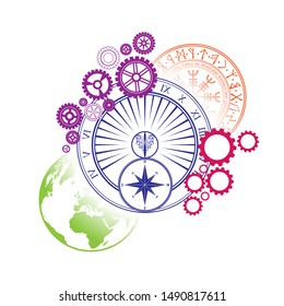 White background with different color abstract elements