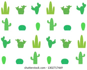 White background with different types of cactus