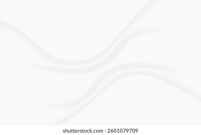 White background displays soft, flowing silk fabric with subtle wave patterns and delicate shadow gradients.