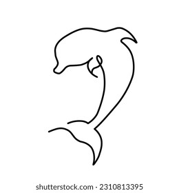white background dolphin vector sketch for children's drawing book, cute dolphin icon