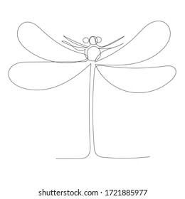 white background, dragonfly continuous line drawing