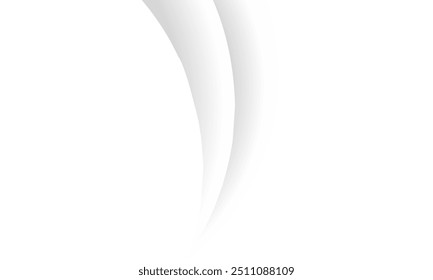White background with dynamic curved lines, elegant graphic design elements, minimalist white decoration with soft and flowing wave patterns, modern white background.
