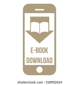 White background with an e-book icon. Vector illustration