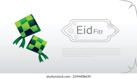 White background Eid Al fitr greeting card and banner for tempate, design with flying ketupat, social media, islamic pattern, arabic traditional, vector, ucapan selamat idul hari raya idul fitri