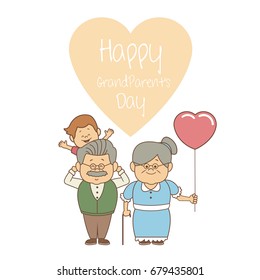 white background with elderly couple and boy happy grandparents day