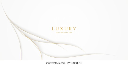 White background with elegant golden lines, use for template or cover. Elegant premium white background. vector illustration	