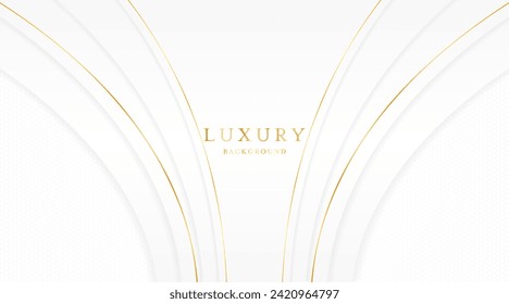 White background with elegant golden lines, use for template or cover. Elegant premium white background. vector illustration	