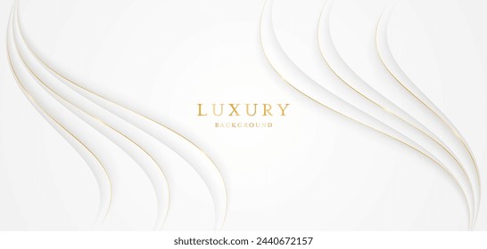 Fondo blanco con líneas doradas elegantes, uso para la plantilla o la cubierta. Elegante fondo blanco premium. ilustración vectorial	