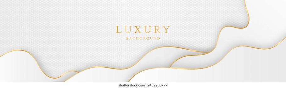 White background with elegant golden lines, use for template or cover. Elegant premium white background. vector illustration	