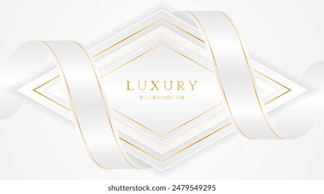 White background with elegant golden lines, use for template or cover. Elegant premium white background. vector illustration	