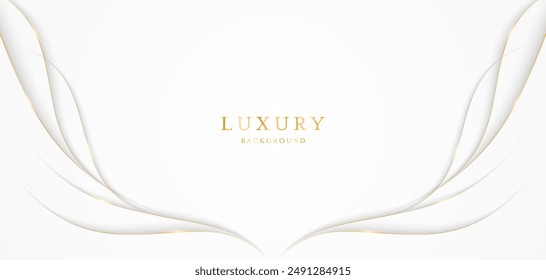 White background with elegant golden lines, use for template or cover. Elegant premium white background. vector illustration	