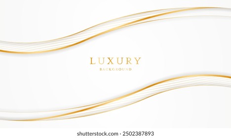 Fondo blanco con líneas doradas elegantes, uso para la Plantilla o la cubierta. Elegante fondo blanco premium. Ilustración vectorial	