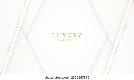 Fondo blanco con líneas doradas elegantes, uso para la Plantilla o la cubierta. Elegante fondo blanco premium. Ilustración vectorial	