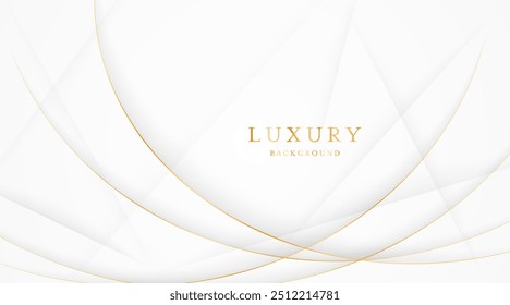 Fundo branco com linhas douradas elegantes, usar para modelo ou capa. Fundo branco premium elegante. ilustração vetorial	