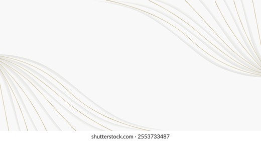 White background with elegant golden lines, use for template or cover. Elegant premium white background. vector illustration