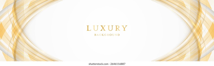 White background with elegant golden lines, use for template or cover. Elegant premium white background. vector illustration	