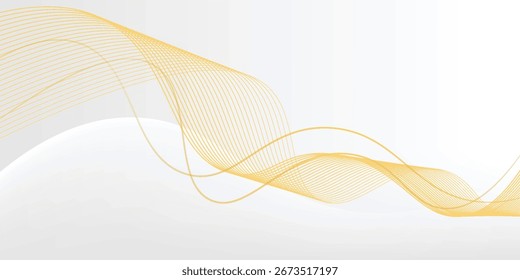 Fondo blanco con líneas doradas elegantes, uso para la Plantilla o la cubierta. Ilustración vectorial	