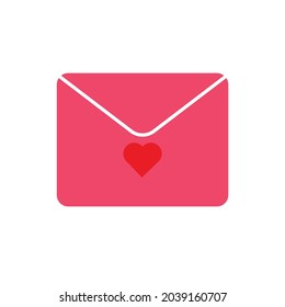 White background with envelope and red heart, write a message.