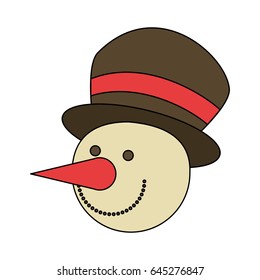 white background with face of snowman with hat
