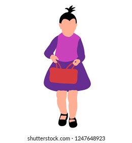 white background, faceless child with a basket
