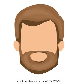 white background of faceless man with light brown hair and beard vector illustration