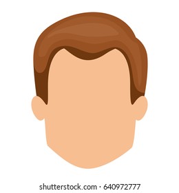 white background of faceless man with light brown short hair style vector illustration