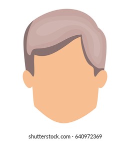 white background of faceless man with short wavy hairstyle in gray vector illustration
